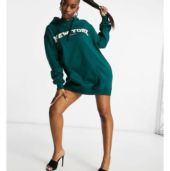 New COTTON blend oversized hoodie dress by PUBLIC DESIRE #A185J - Picture 2 of 15